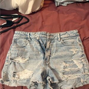 American Eagle Outfitters Light Blue Distressed Jean Shorts